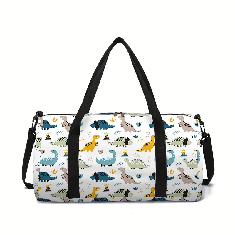 sac à bagages de grande capacité avec motif de dinosaure de dessin animé pour garçons/filles, meilleurs cadeaux, sac de fitness extérieur 2d pour enfants