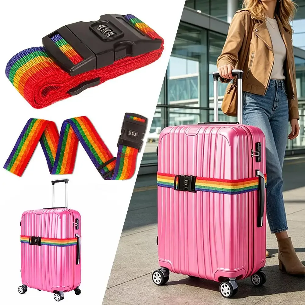 sangle de bagage réglable avec verrouillage sécurisé, ceinture de fixation en nylon durable pour valise, accessoires de voyage