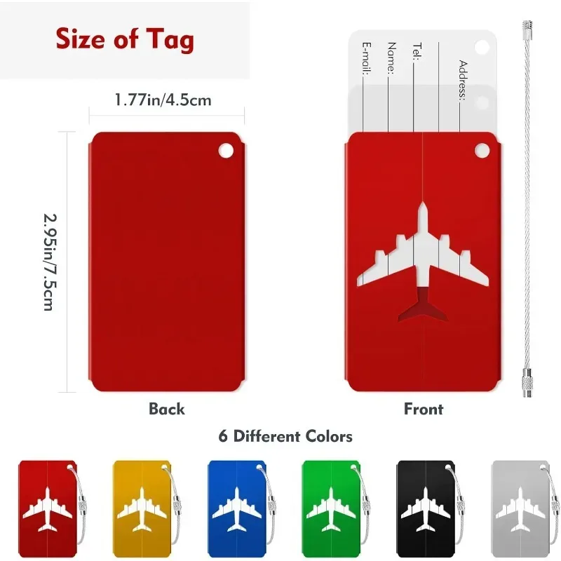 étiquette de bagage de voyage en alliage d'aluminium, étiquette de valise, étiquette d'avion avec nom, anti-perte, accessoires de voyage couleur unie
