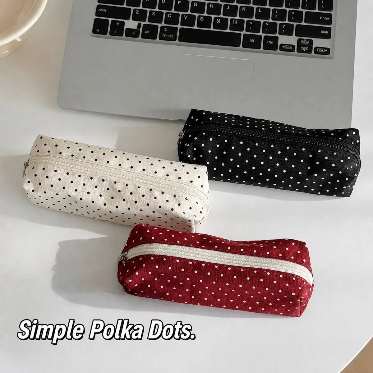 petite pochette de rangement, pochette à crayons à pois, trousse à crayons compacte pour étudiants, pour le rangement de la papeterie au travail