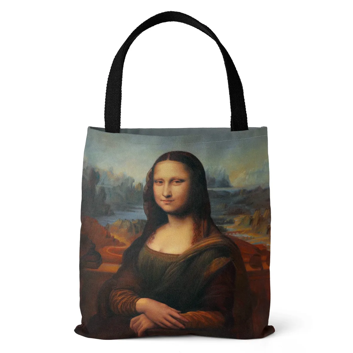 [bouche en toile] sac en toile imprimé peinture à l'huile sac fourre-tout léger pour femme sac à main quotidien sac à provisions multifonctionnel