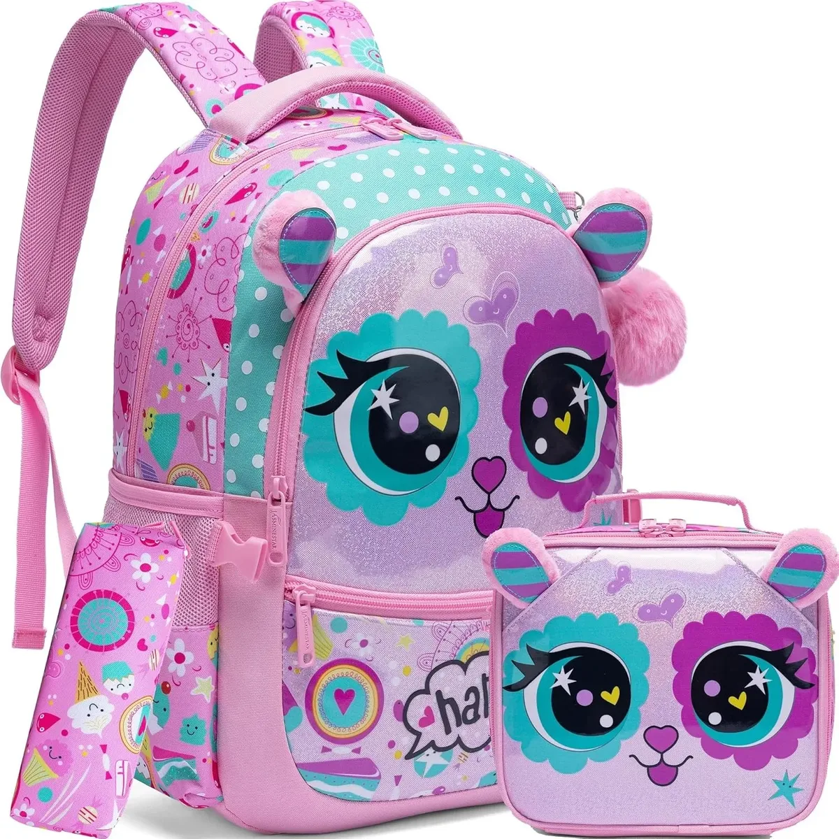 sac à dos scolaire mignon pour filles, sac à bandoulière pour enfants avec boîte à lunch isotherme, sac à dos décontracté pour étudiants, cadeau de rentrée scolaire