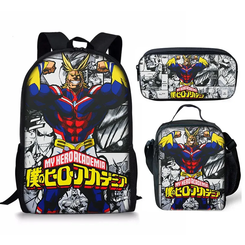 sac à dos my hero academy, ensemble de trois pièces, sac à bandoulière my hero academy, trousse à crayons