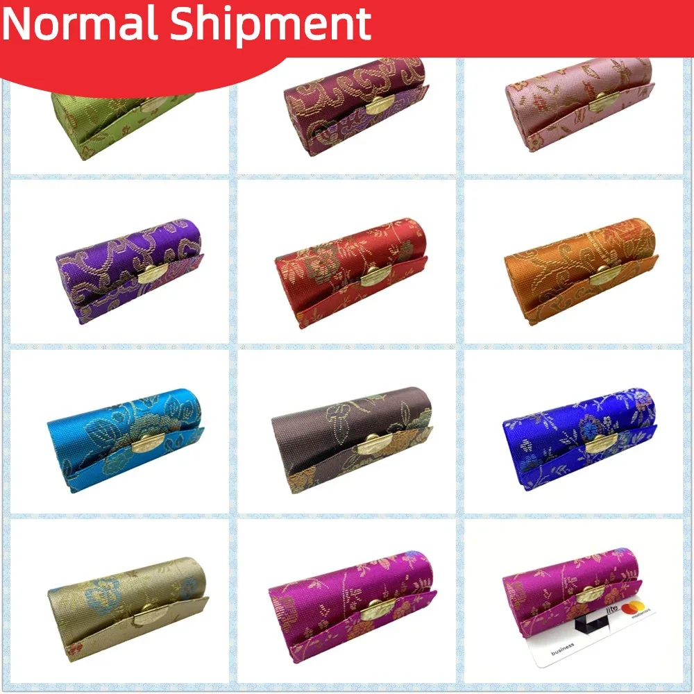 Étui à rouge à lèvres Jacquard à fleurs, boîte à bijoux unique, mallette de rangement de brillant à lèvres, sacs à cosmétiques avec miroir, boîte de rangement de maquillage pour femmes