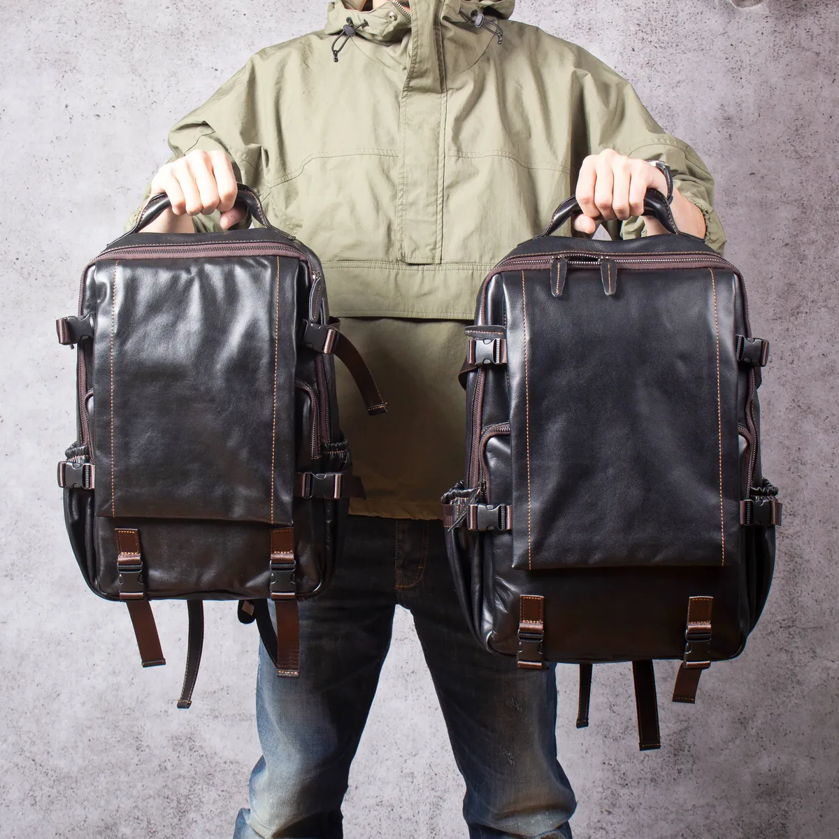 s.worker sac à dos décontracté en cuir véritable pour homme, grande capacité, sac de voyage pour ordinateur portable 15 pouces, sac d'école en cuir de vache, sac de week-end tendance