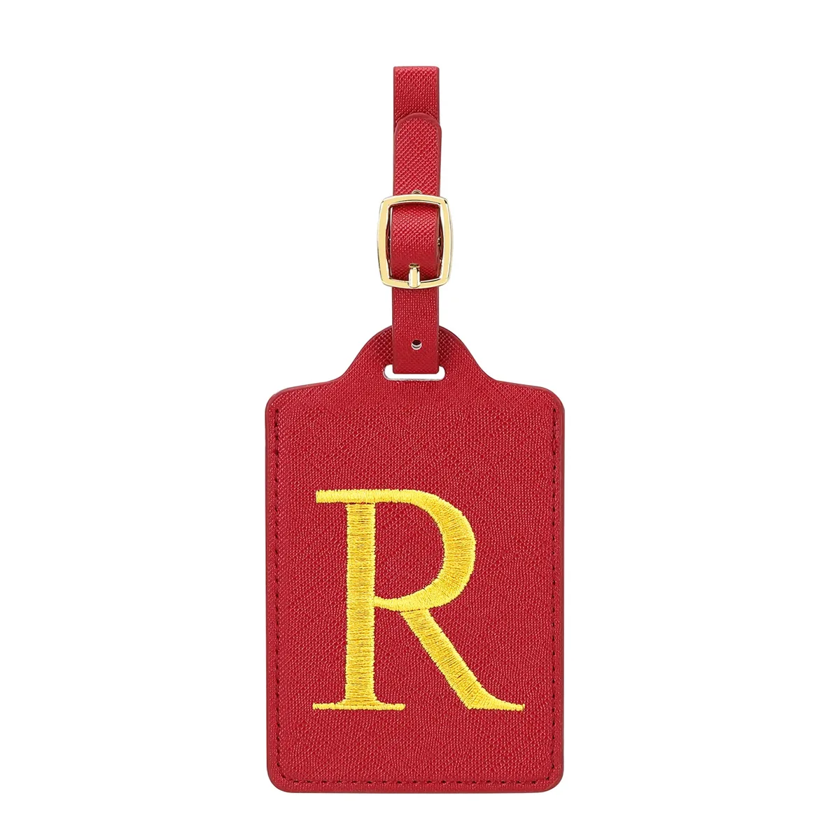 étiquettes de bagage miyin 26 lettres en cuir pu pour valises, protection de la vie privée, accessoires de voyage essentiels, rouge éclatant