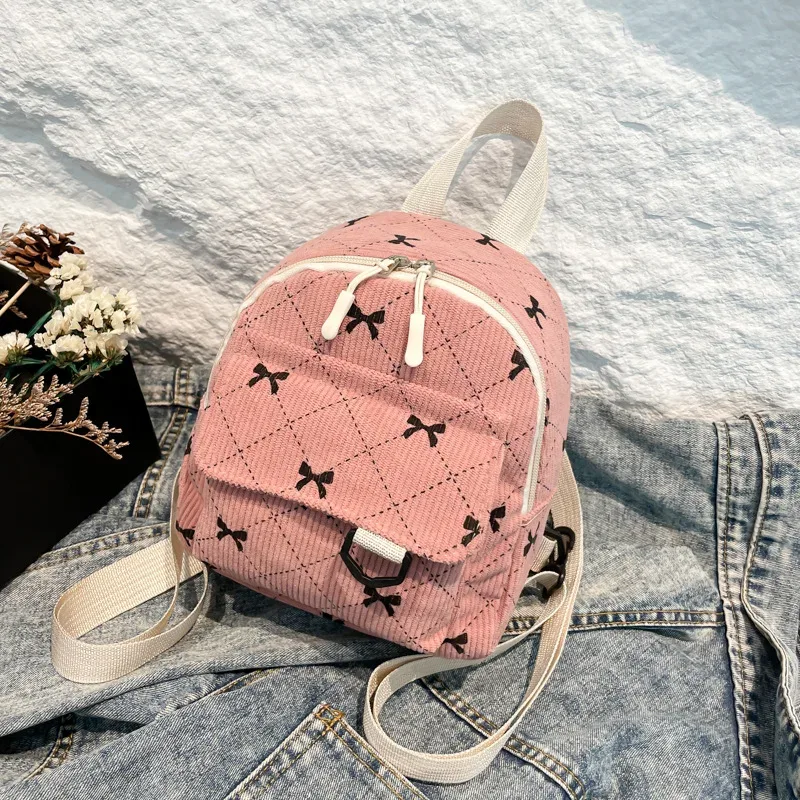 sac à dos d'hiver pour femmes, sac à deux épaules de célébrité coréenne, imprimé nœud papillon, sac à dos de mode pour adolescentes, sac à dos kawaii pour shopping