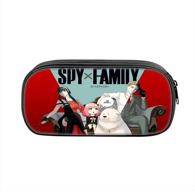 boîte à stylos espion × famille, sac pour étudiants, fournitures scolaires de grande capacité, trousses à crayons de jeu à fermeture éclair, cadeau d'anniversaire pour enfants