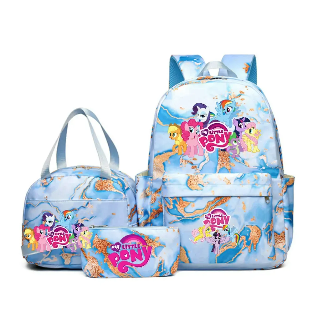 sac à dos my little pony, ensemble de 3 pièces, sac d'école pour étudiants, trousse à crayons, sac à dos de voyage pour adolescents, sac à dos décontracté pour ordinateur portable, mochilas
