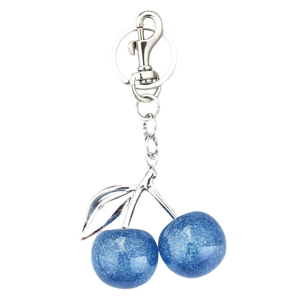 nouveau porte-clés cerise scintillant en résine, porte-clés de voiture en forme de fruit, bijoux diy, finition pailletée, accessoires pour sac, décoration suspendue pour sac à dos