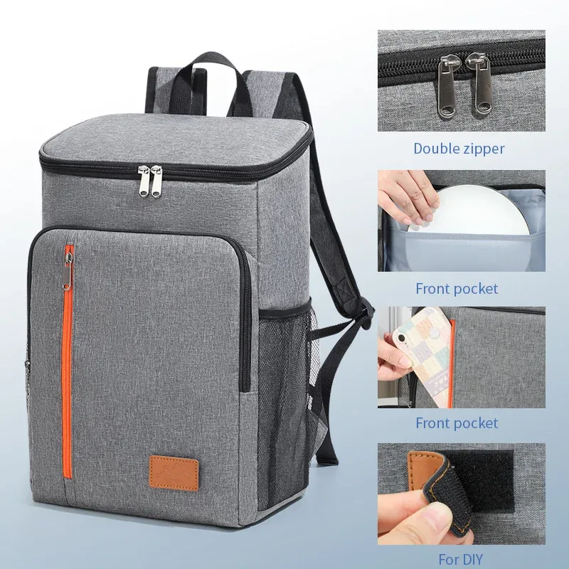 sac isotherme portable 18l pour repas, boîte alimentaire durable, étanche, glacière isotherme, sac à dos oxford pour camping et rangement du dîner
