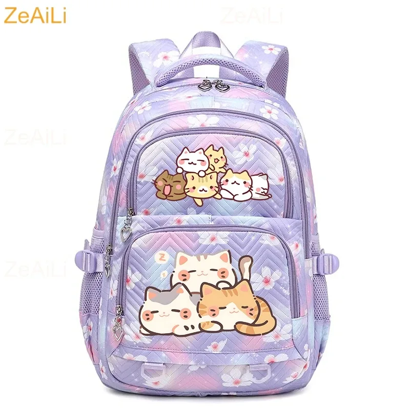 sac à dos imperméable décontracté à thème chat et chien pour femmes, sac de voyage, cartable pour adolescentes, sac à livres, mochila