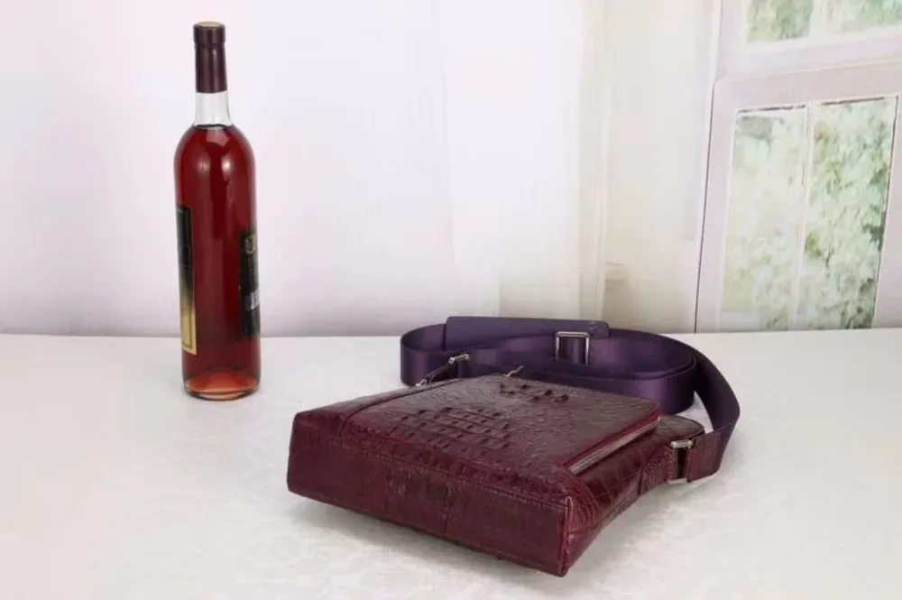 100% véritable cuir de crocodile peau de tête hommes sac à bandoulière de luxe en cuir d'aligator hommes sac à bandoulière coloré