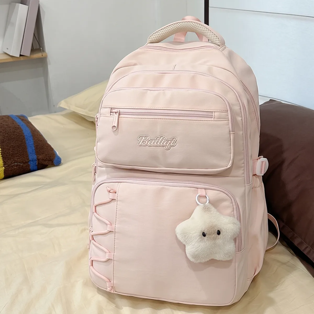sac à dos esthétique pour jeunes femmes, style coréen, en nylon, multi-compartiments, sac de voyage