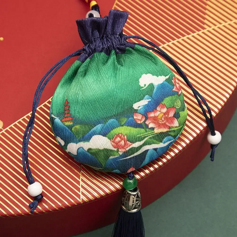 pochette multicolore en tissu avec cordon de serrage, étui pour colliers, sac de rangement de style chinois à fleurs, pochette pour bijoux pour femmes, sachet vide