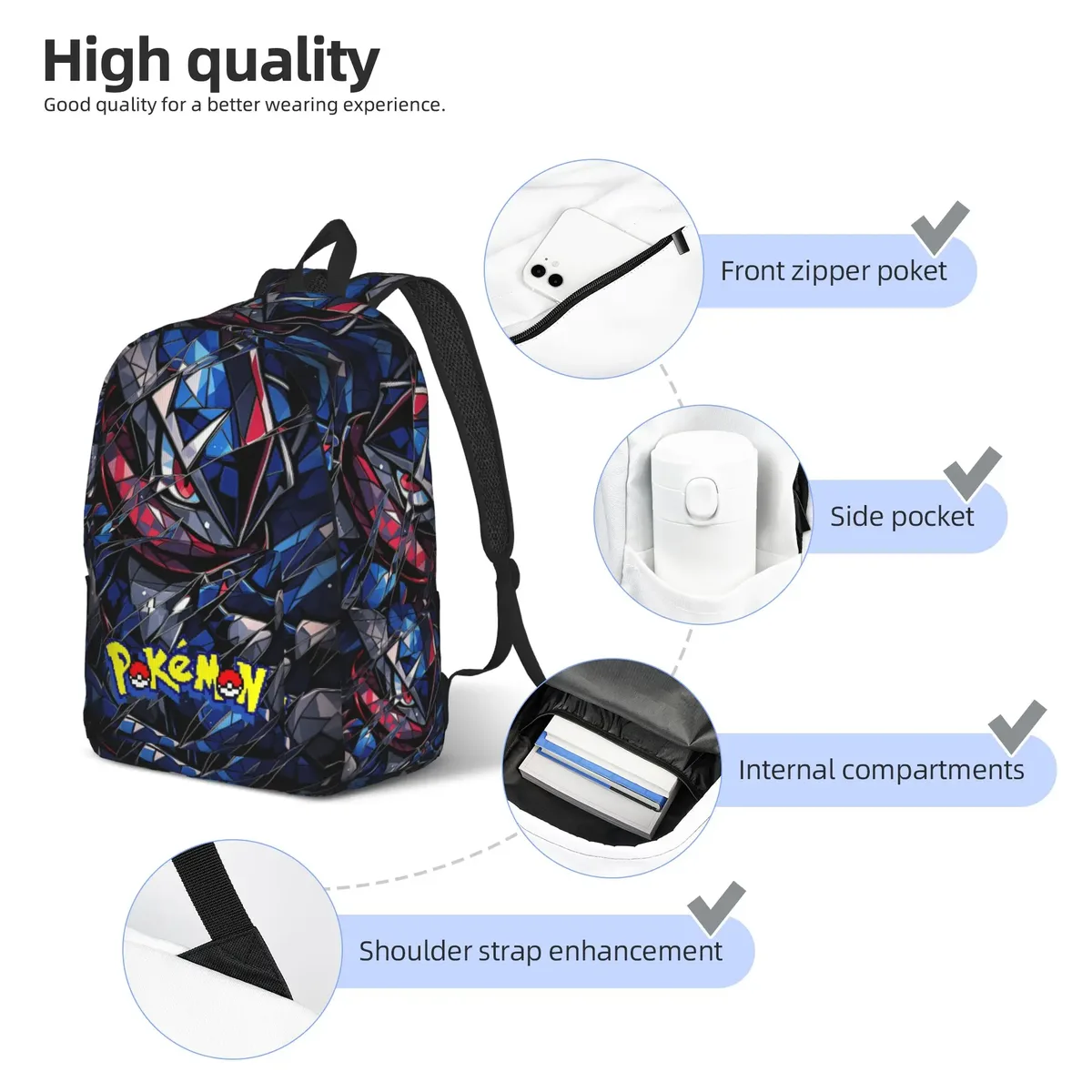 sac à dos greninja pokemon à la mode, mochilas, sac à dos à double usage, robuste, pour voyage