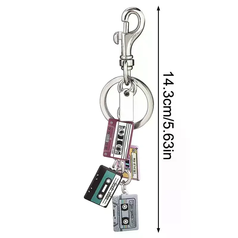 porte-clés vintage en forme de cassette rétro années 90 et 80, accessoires pour femmes et filles, breloques pour sacs à dos et sacs à main