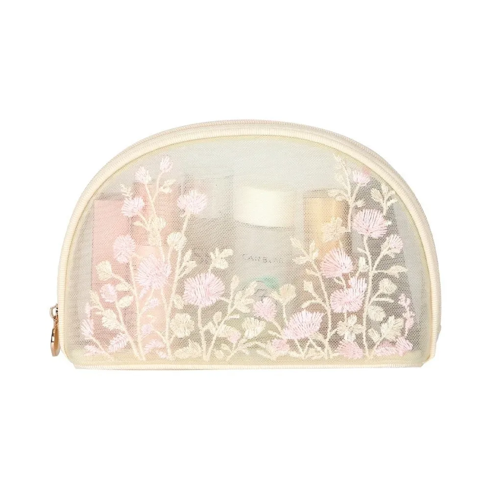 trousse de toilette grande capacité en maille brodé motif papillon, sac de rangement cosmétique, trousse de maquillage, organisateur de rangement