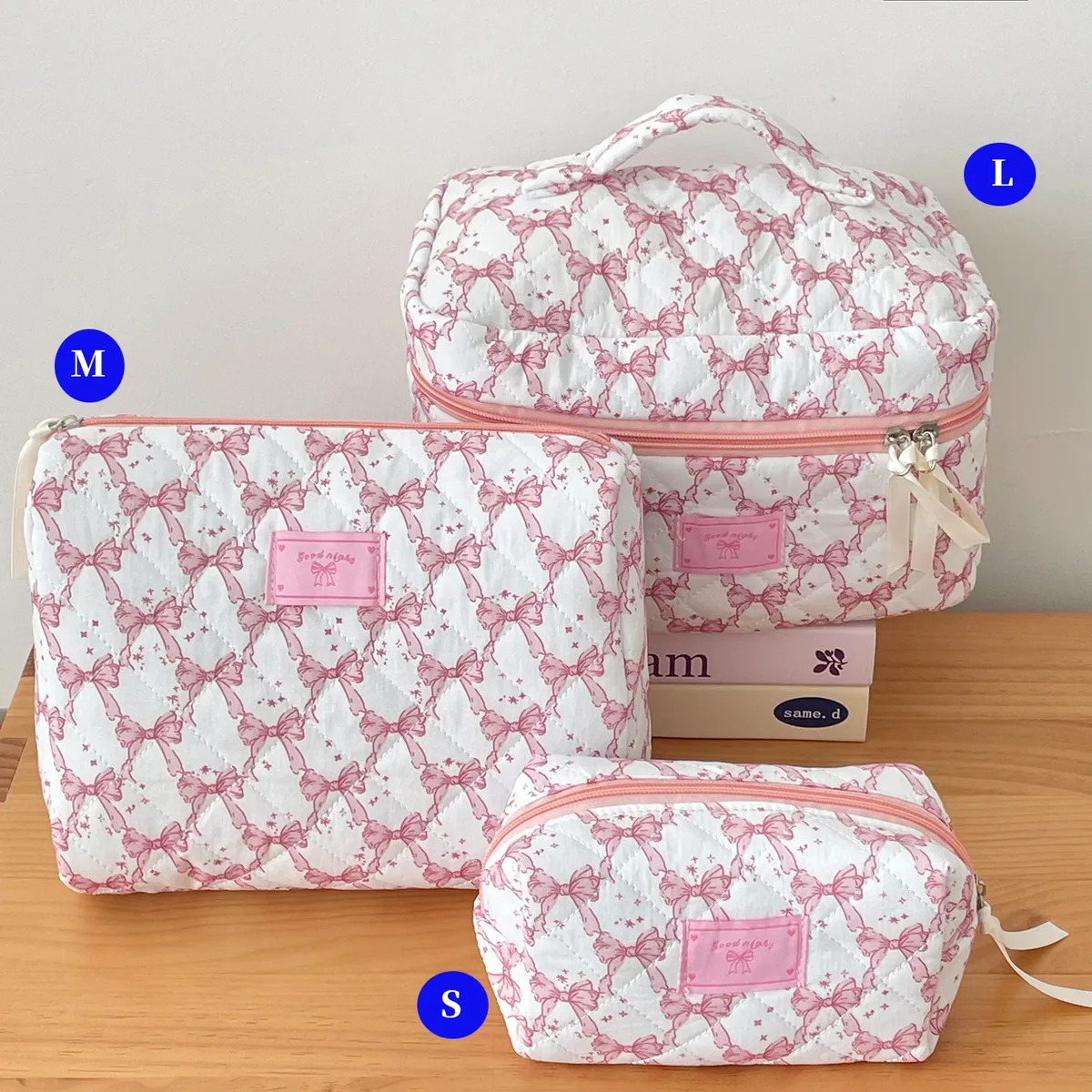 ensemble de trousses de toilette matelassées à fleurs style yt ins, en coton, pour organiser les cosmétiques, sacs de voyage pour articles de toilette, comme cadeau pour filles