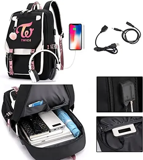 sac à dos anime kasultraviolet night theatre, sac messager en nylon, sacs de voyage pour étudiants, ordinateur portable décontracté, port usb