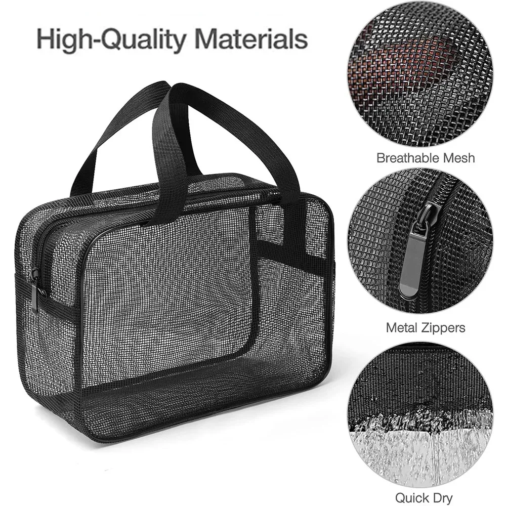caddie de douche en maille, fourre-tout, sac de rangement de cosmétiques, sac de douche multifonctionnel, organisateur de toilette portable de grande capacité