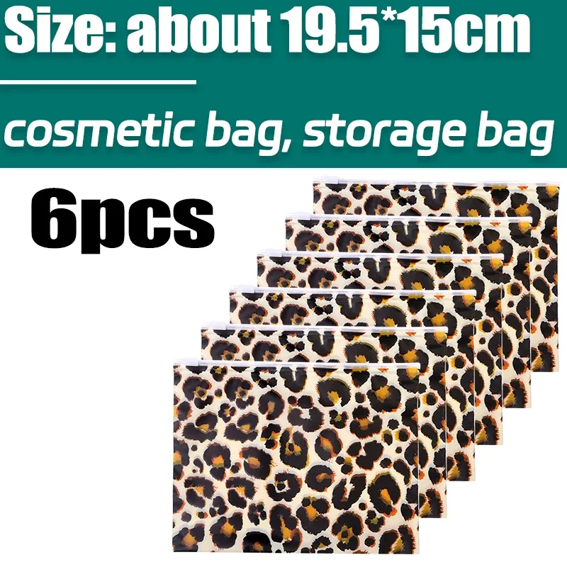 sac de rangement imprimé léopard, produits de soins de la peau, maquillage, poudres rectangulaires lisses, sacs cosmétiques oligétanches légers