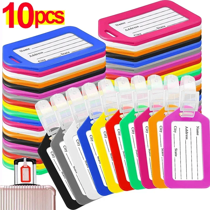 1-10 pièces étiquette de bagage embarquement expédition étiquettes de bagages en plastique accessoire de voyag