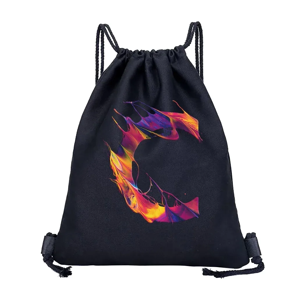 26 initiales impression sac à cordon sac à dos hommes et femmes plage sport voyage sac à dos enfant cadeau fournitures sac portable divers sac
