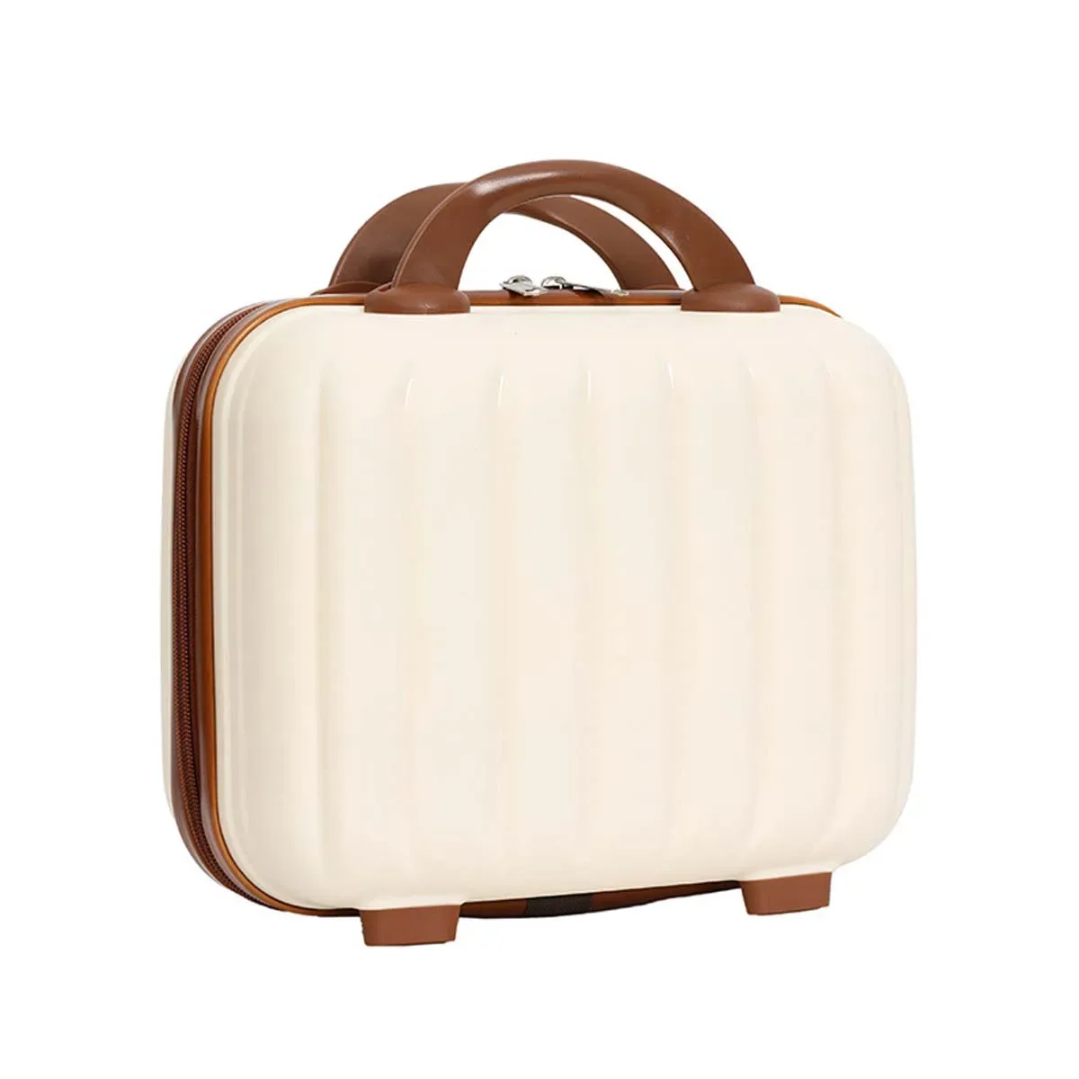 valise à cosmétiques citrouille pp de 14 pouces, valise à fermeture éclair sans mot de passe, étui de voyage de rangement pour souvenirs de mariage de couleur unie