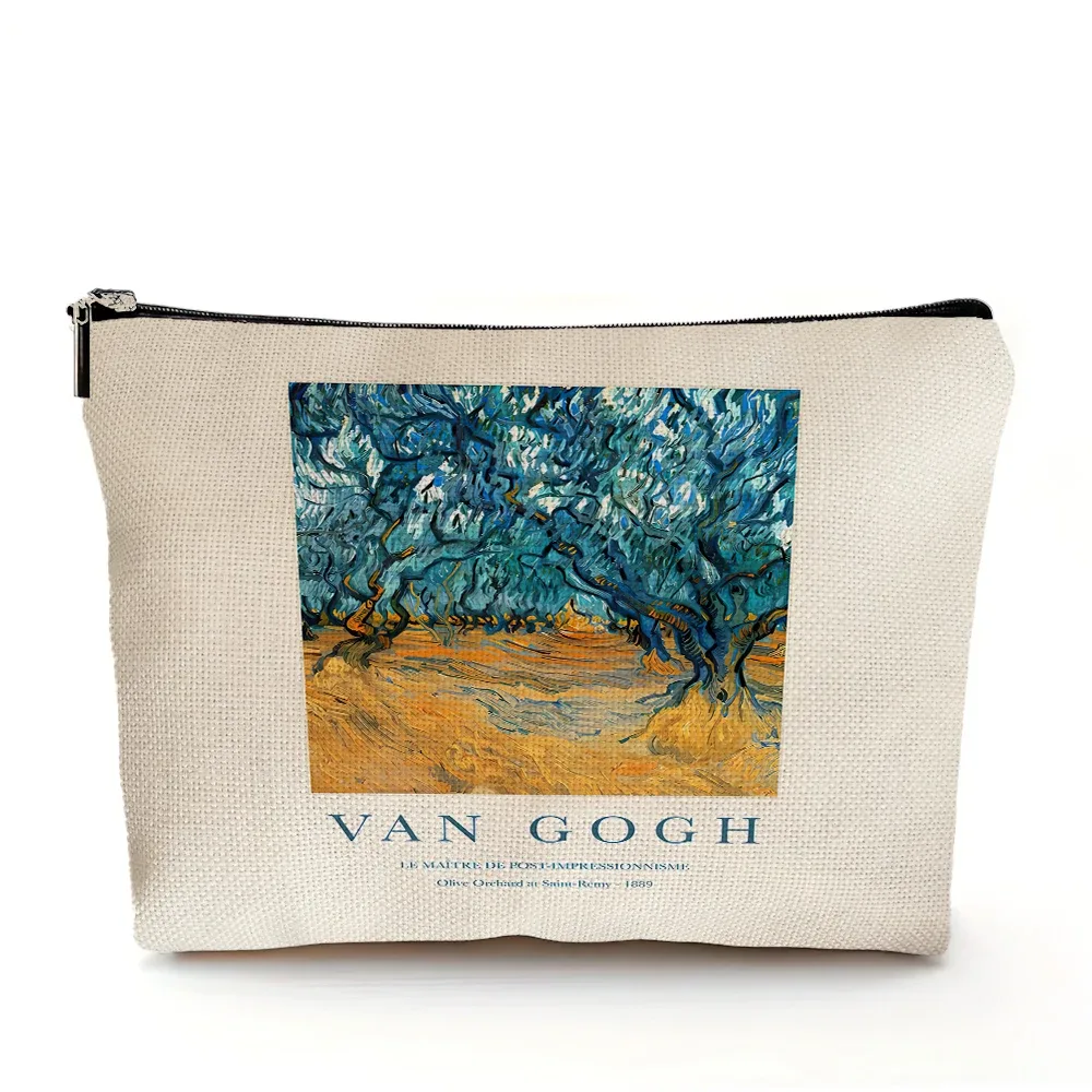 vincent van gogh femmes sac cosmétique nuit étoilée double impression dame sacs de maquillage de mariage fille voyage sac à main organisateur portefeuille