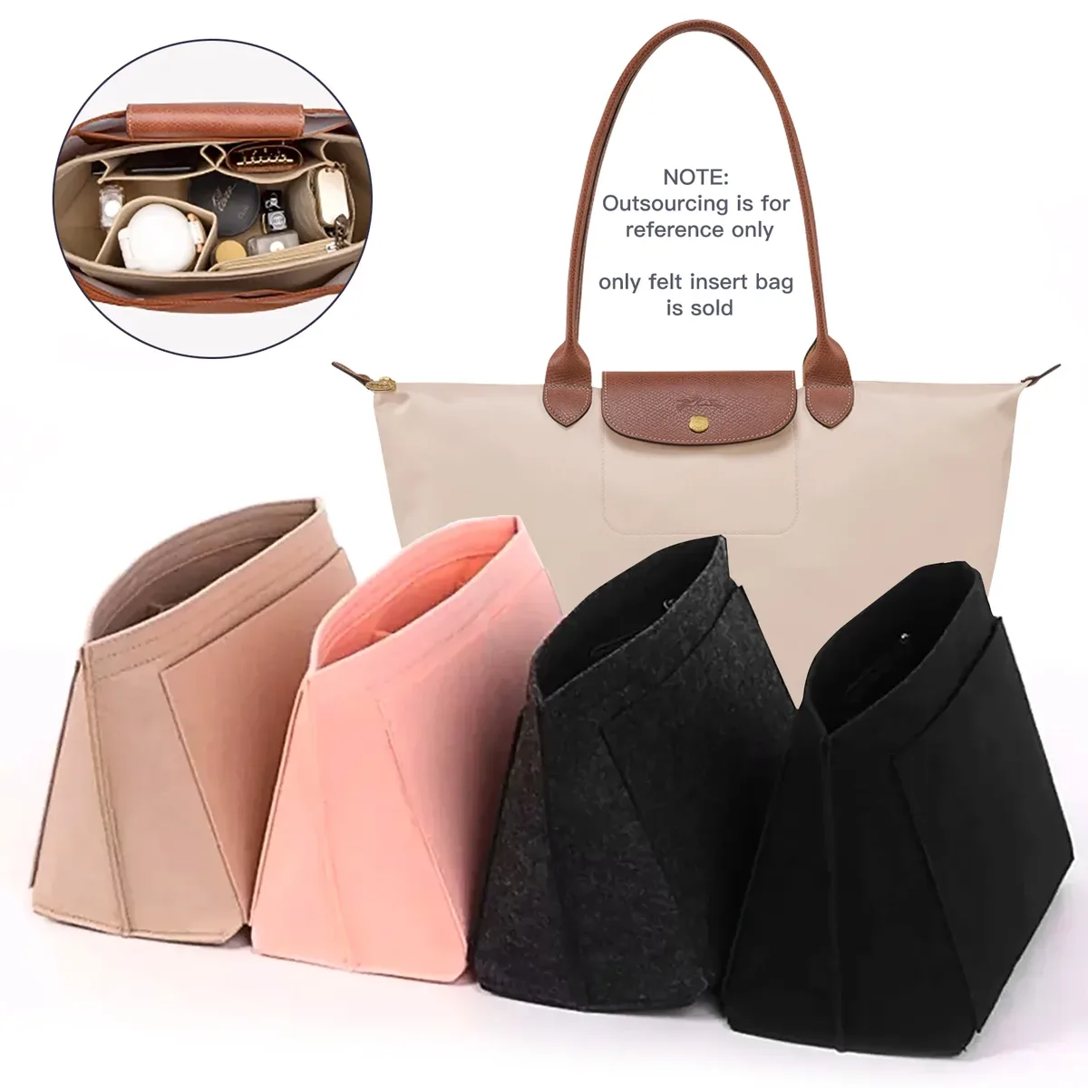 Sac à insérer en feutre adapté au sac à main, sac de doublure en tissu feutré, sac de maquillage, Support de voyage, organisateur de sac à main Portable