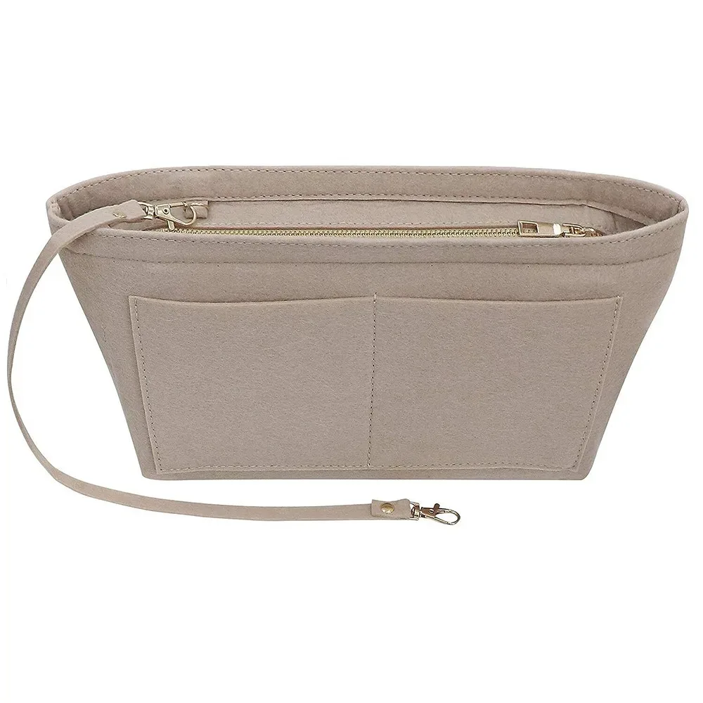 sac fourre-tout en feutre pour femmes, sac à main de voyage portable, sacs à cosmétiques, sac à main à doublure d'insertion, sacs de marque de stockage de poudres