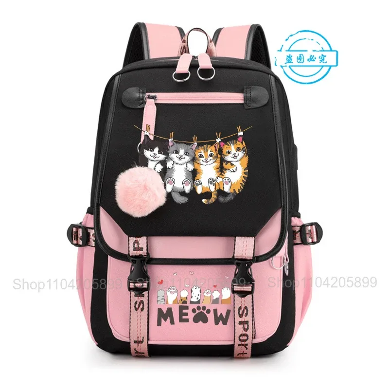 sac à dos chat empilé mignon, amusant, style anime, pour étudiants, garçons et filles, mochilas, sac de cours quotidien, sac à dos décontracté portable