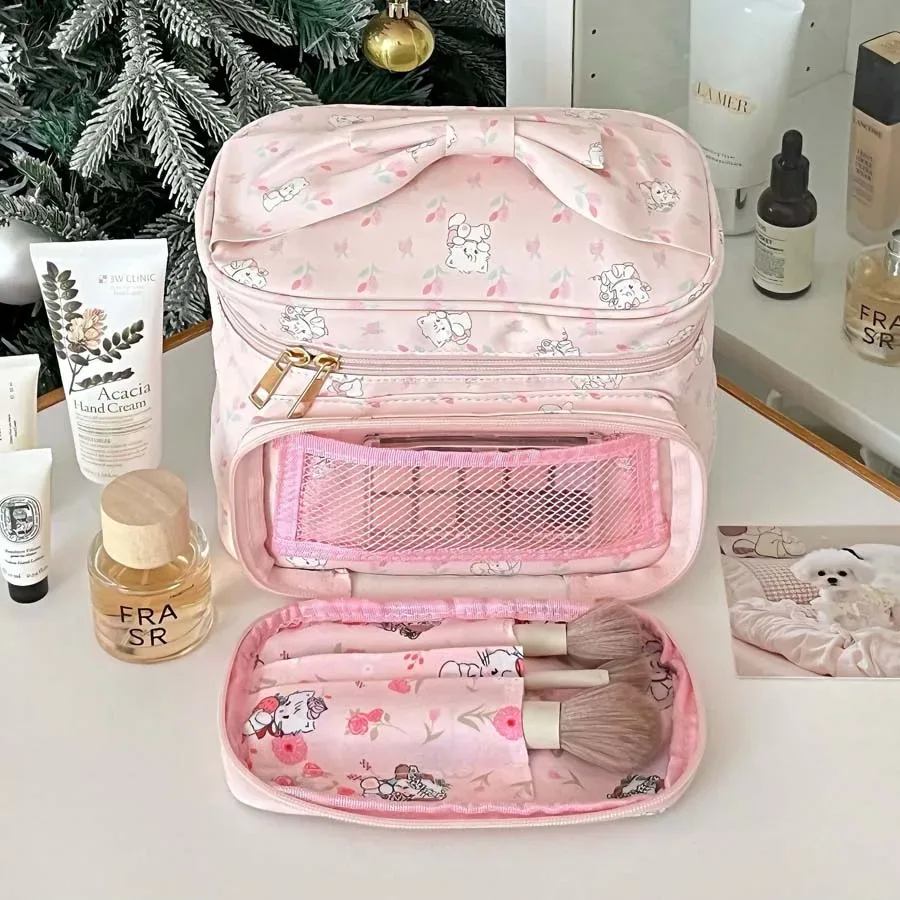 sac à cosmétiques suspendu à motif floral et animalier, imperméable, multi-compartiments, organisateur de maquillage de voyage pour les voyages quotidiens et les vacances