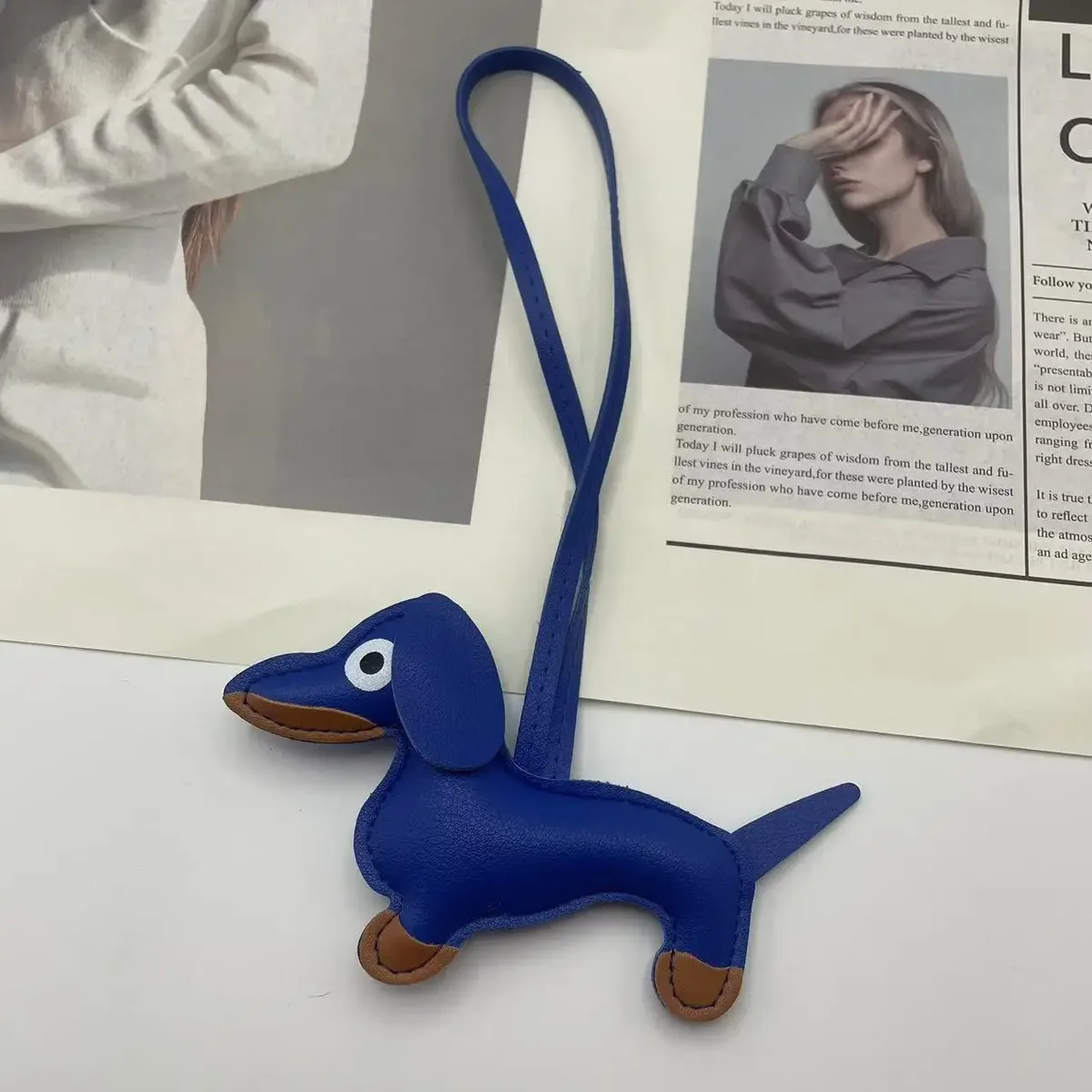 mini porte-clés en cuir pu en forme de chien teckel, décoration de sac à main, breloque pour sac à dos, cadeau pour hommes et femmes