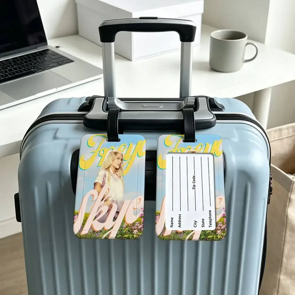 étiquette d'identification de bagages en pvc singer f-freya skye, porte-carte d'informations anti-perte, étiquette de nom pour valise de voyage