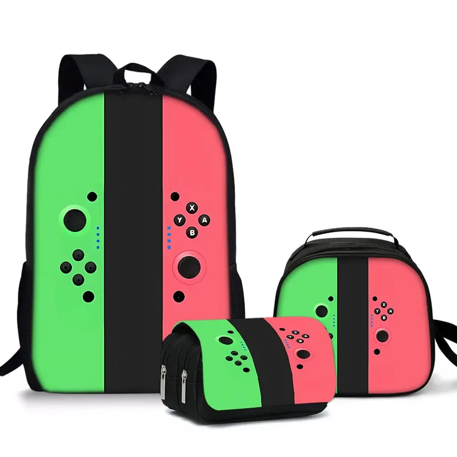 sac à dos pour ordinateur portable 2d dessin animé grande capacité, style simple et léger, idéal pour adolescents, femmes et hommes – nouveauté : lot de 3 pièces pour console de jeux, cadeau pour garçons/filles