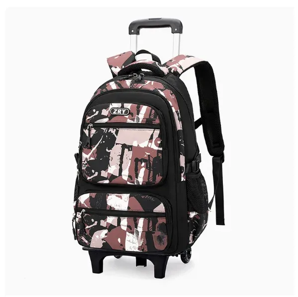 sac à dos à roulettes pour garçons, école primaire et collège, sac à roulettes pour garçons avec 6 roues, sac à dos à roulettes avec 2 roues
