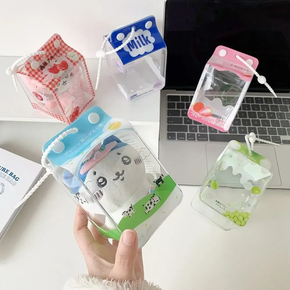 Sac de rangement portable en PVC transparent 3D pour figurines, boîte à lait, style dessin animé, pour étudiantes, jouets et objets de collection