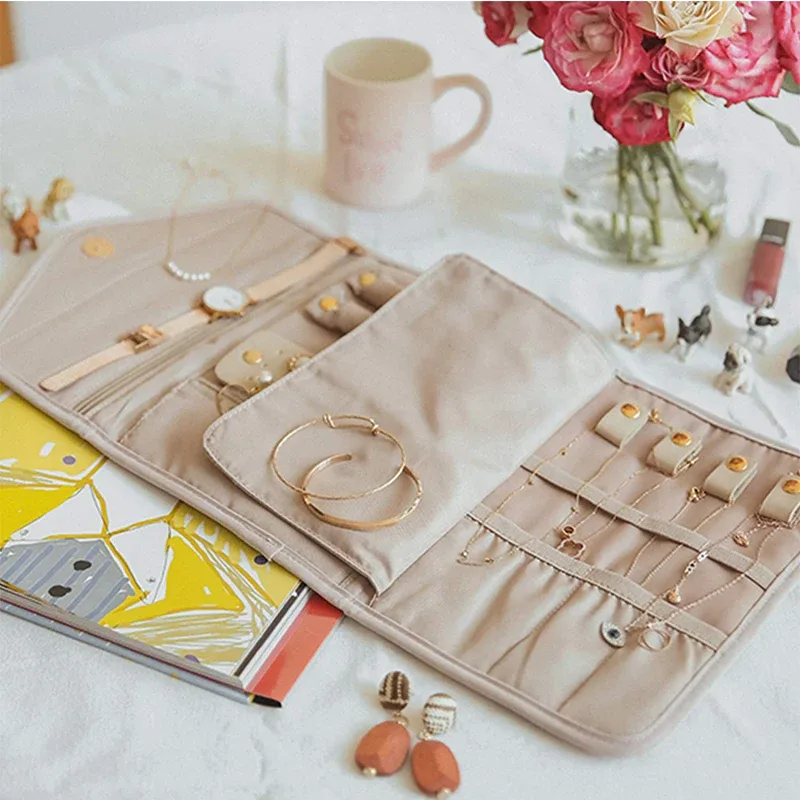 sac de rangement de bijoux pliable, sac à main portable, rangement de bijoux pour colliers, bagues, boucles d'oreilles, boîte à bijoux de voyage à domicile