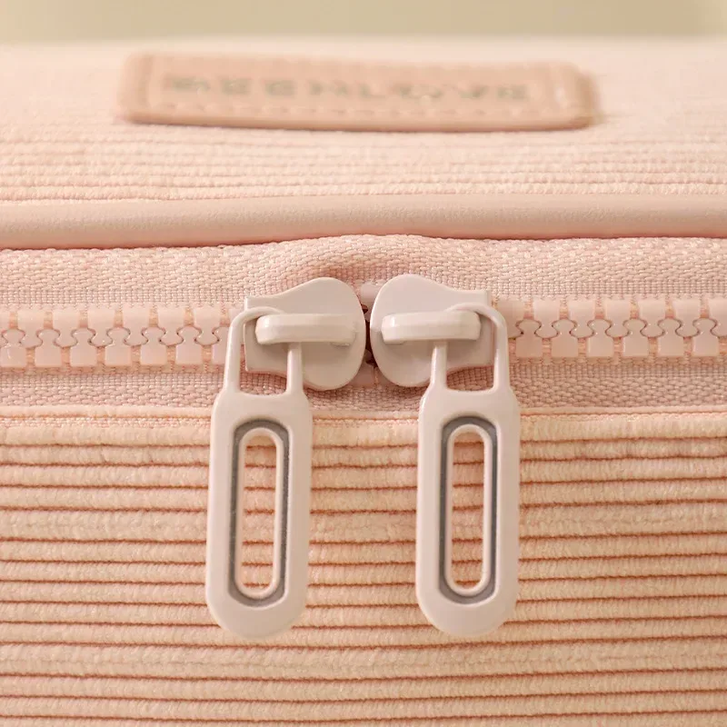nouvelle trousse de maquillage en velours côtelé 2026 pour femme, grande capacité, sac carré multifonctionnel en velours pour soins de la peau, sac de rangement portable