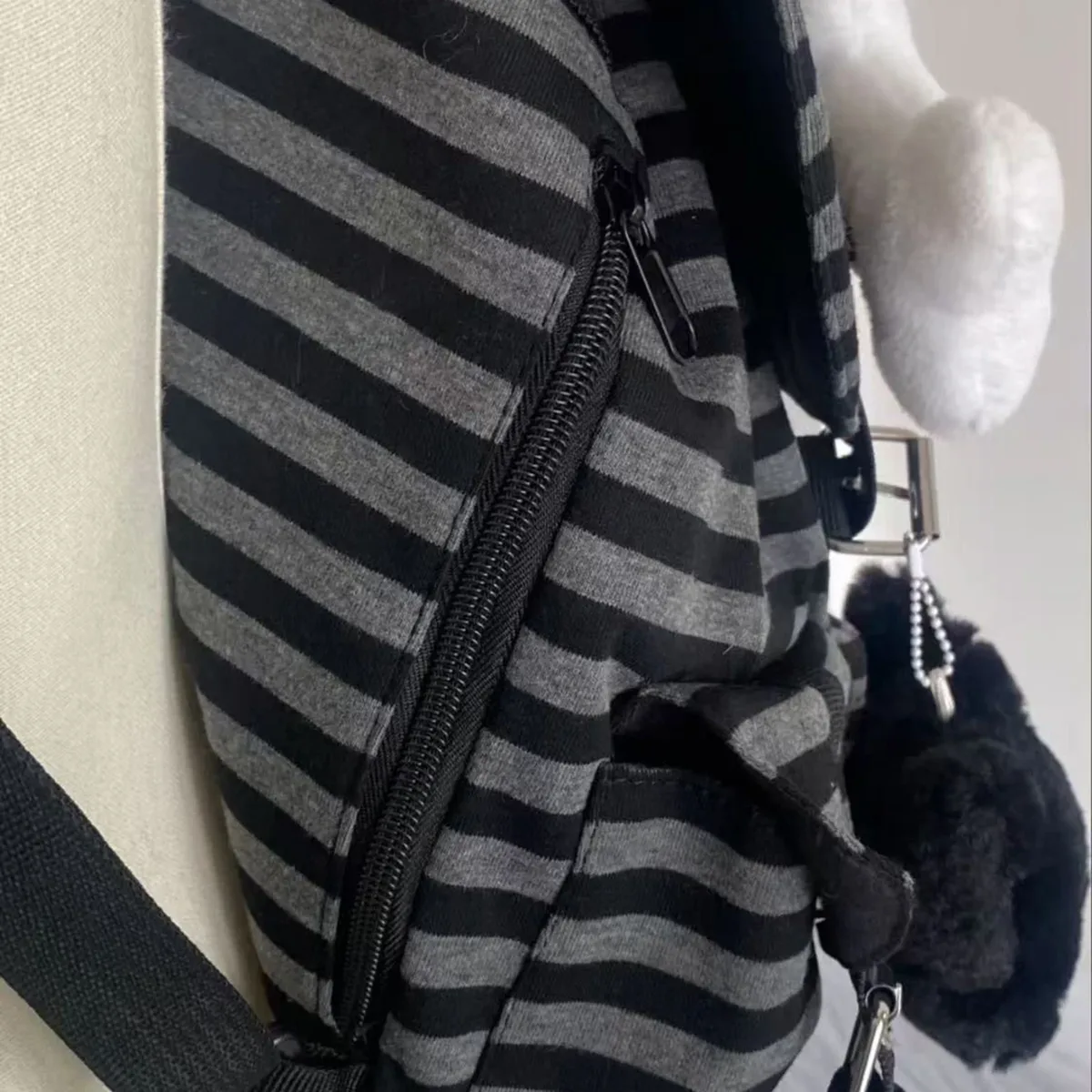 sac à dos rayé de style coréen, mignon, y2k, décontracté, avec cordon de serrage, sacs d'étudiant grande capacité, sac pour femme k-pop, pour voyage et vacances