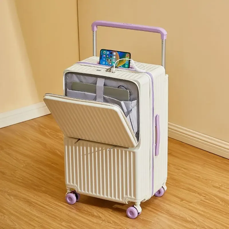 nouveau bagage à biellette large ouverture avant sac pour ordinateur portable valises de voyage multifonctions sac de cabine de 20 pouces boîtier de chariot de grande taille