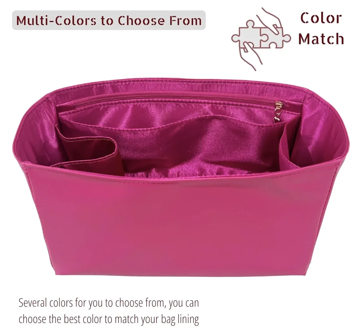 organisateur compatible avec les sacs speedy, 20, 25, 30, 35, 40, insert pour sac à main, doublure en soie, cuir vegan imperméable avec poche zippée