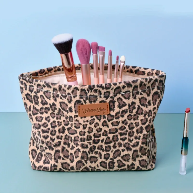 grande trousse de maquillage à imprimé léopard - élégante et mignonne, sac de toilette pour femmes et filles