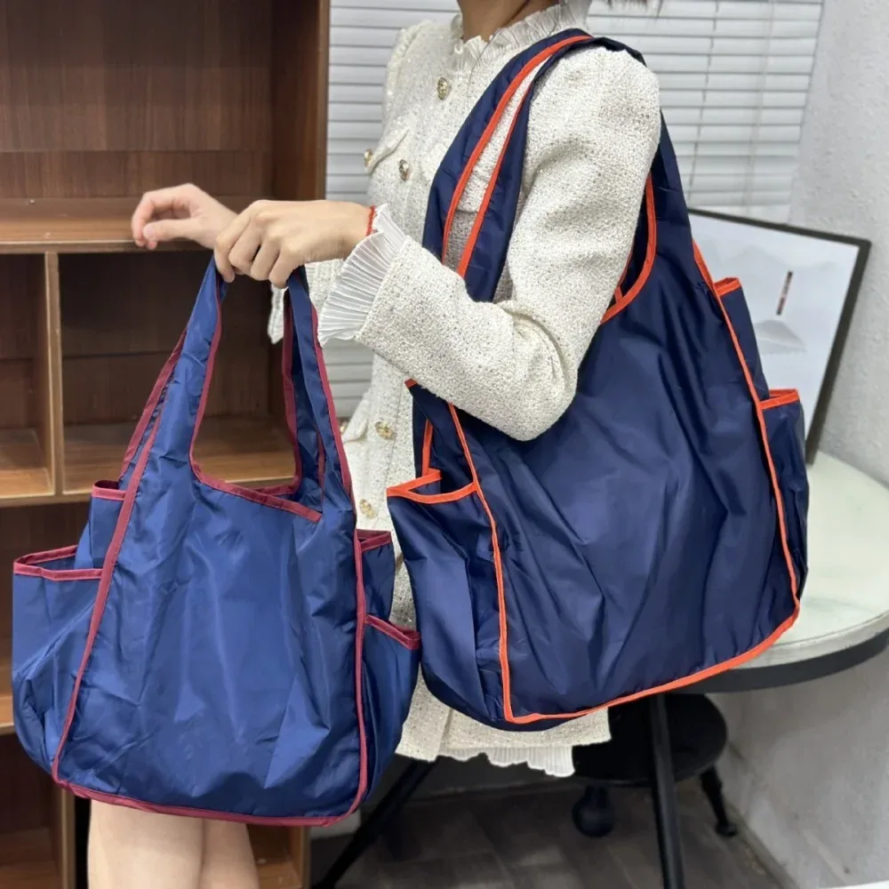Sac de courses portable réutilisable, sac à bandoulière imperméable, léger, grande capacité, sac de rangement pour l'extérieur