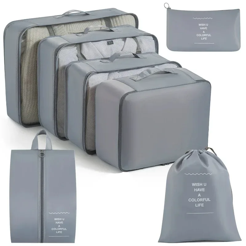ensemble de sacs de rangement de voyage 7/8/9/10 pièces, organiseur de toilette numérique, cubes de rangement pour valise, pour vêtements, chaussures et pochettes de rangement