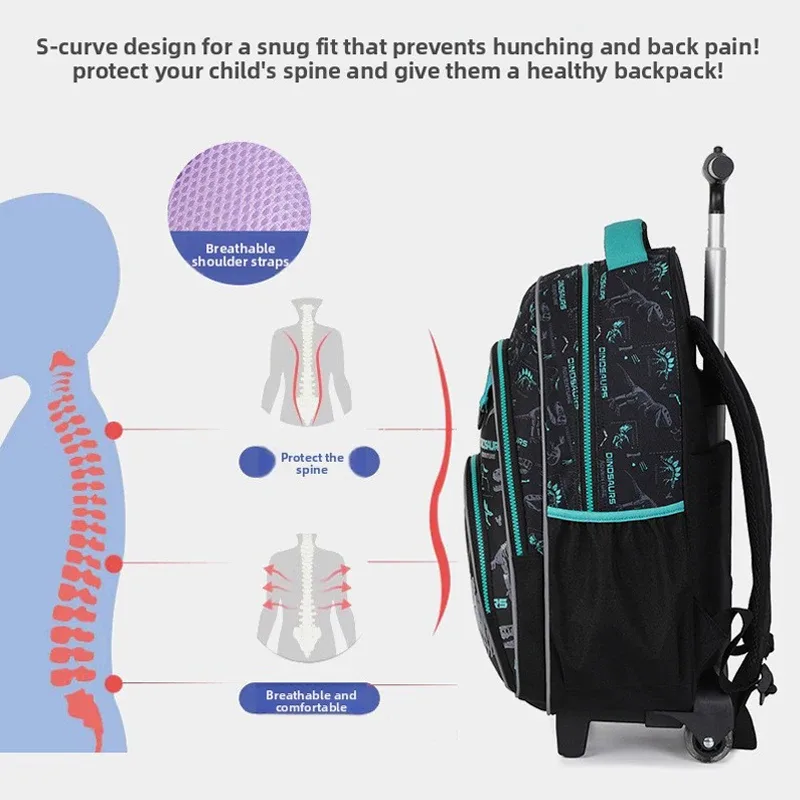 ensemble de sacs à dos à roulettes pour enfants, sac à dos à roulettes pour garçons, sac d'école à roulettes, bagages de voyage à roulettes pour enfants
