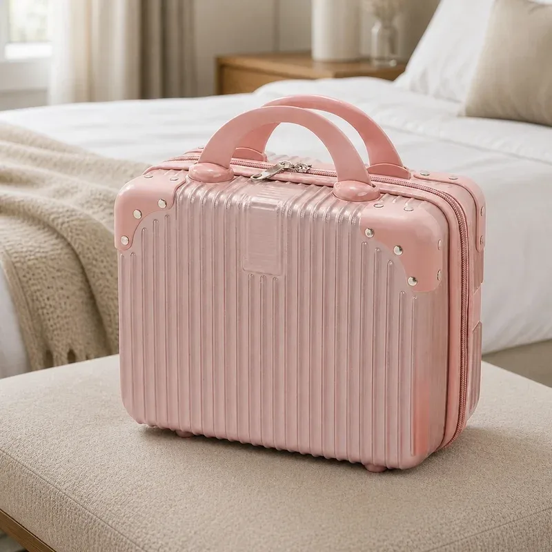 Trousse de maquillage portable de 14 pouces avec fermeture robuste, organisateur de rangement compact pour cosmétiques