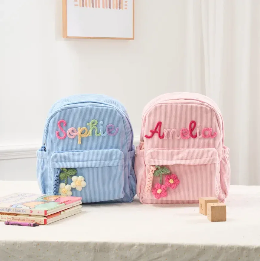 sac à dos miniature personnalisé pour enfants, sac à dos pour tout-petits en velours côtelé, cadeau pour bébé pour garçons et filles